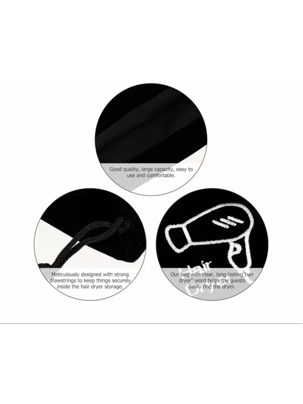 NEW Fleece Hair Dryer Bag Drawstring Storage Pouch